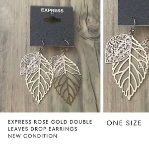 NEW Express rose gold double leaves drop earrings.